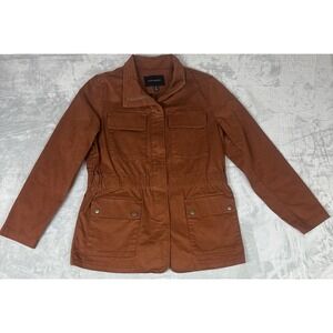 Banana Republic Cargo Coat Womens Small Burnt Orange Chore Safari Cinch Waist‎